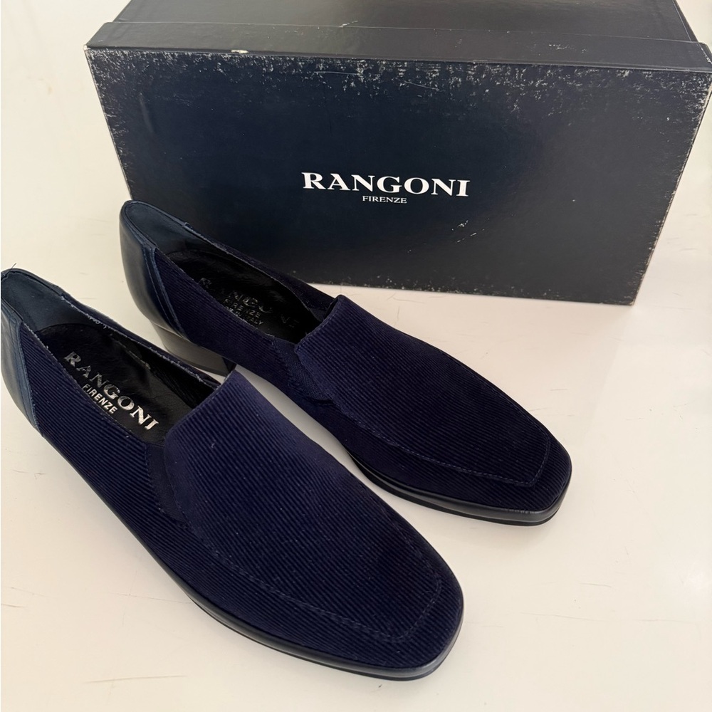 Rangoni W Casual Dark Navy Corduroy Slip-On Loafers